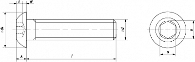 ISO 7380 Винт с полукруглой головкой с внутренним шестигранником